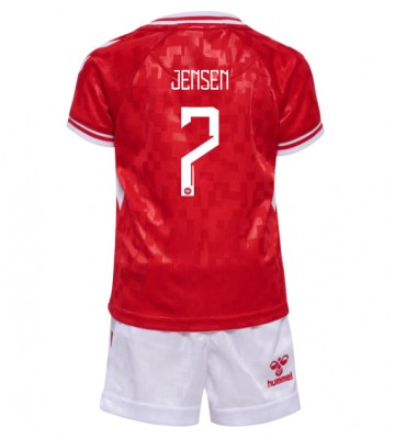 Lacne Dětský Futbalové dres Dánsko Mathias Jensen #7 ME 2024 Krátky Rukáv - Domáci (+ trenírky)